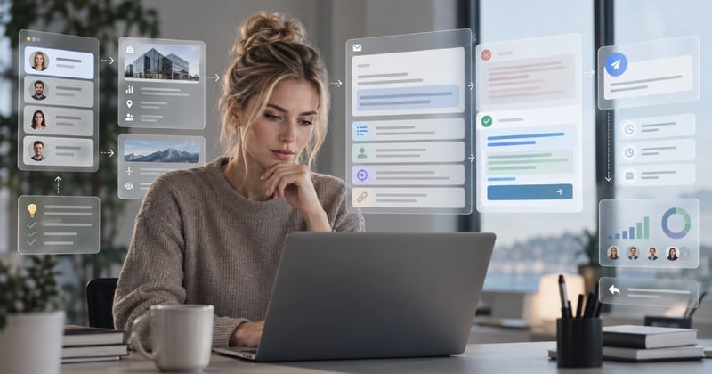 Person typing an email on a laptop, representing the process of writing a cold email