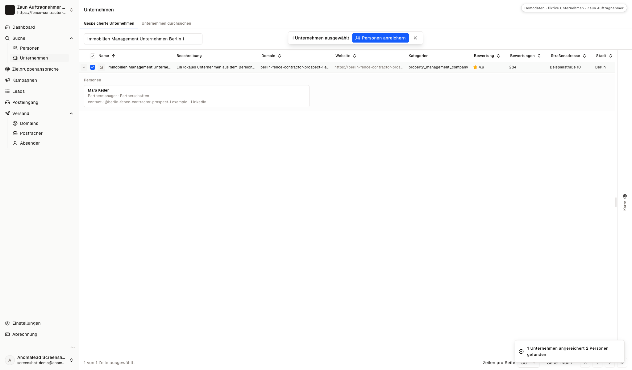 Fiktive Profile von Mara Keller und Jonas Fischer mit dem Titel Partnermanager.